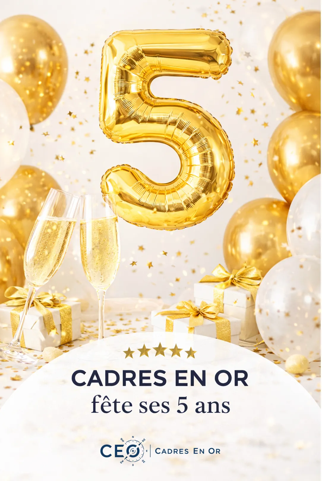 Visuel de célébration : Cadres En Or fête ses 5 ans